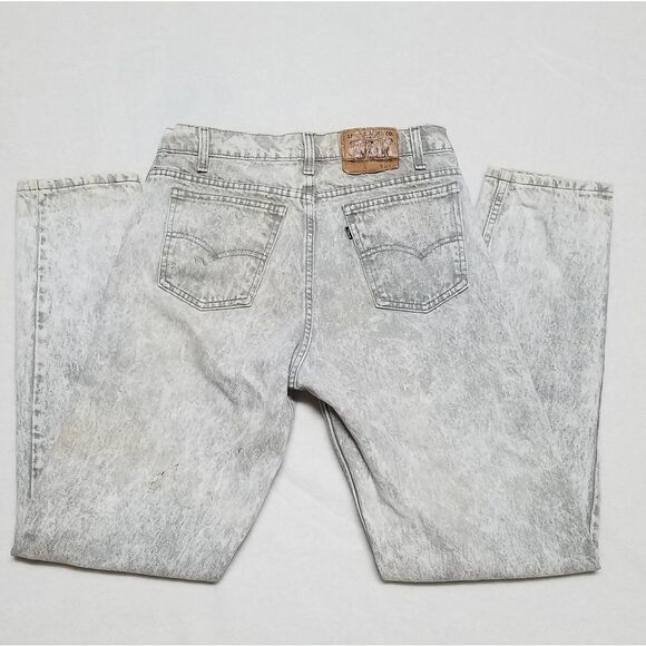 RARE Vintage 80s Levi's 550 Gray Acid Wash Grunge High Waisted Mom Jeans - Picture 12 of 16
